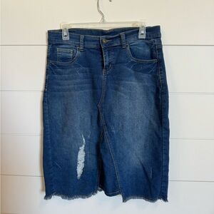 Distressed Denim Skirt